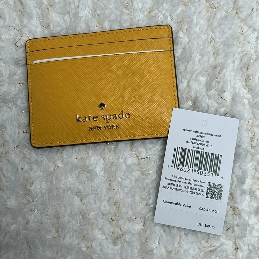 Kate Spade Yellow Card Holder‎ Safiano Leather